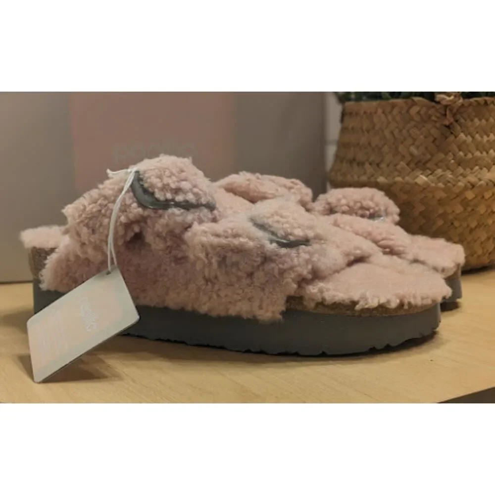 Birkenstock Arizona Crystal Rose Big Buckle Teddy Shearling Sandal EU 40 NIB